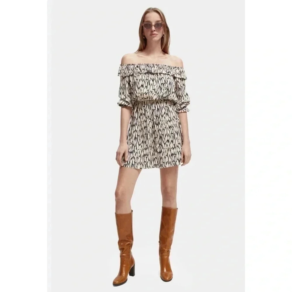 Scotch & Soda Frill Off The Shoulder Dress Size Medium